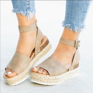 🔥Dark Natural Espadrille Wedge Sandals 🔥